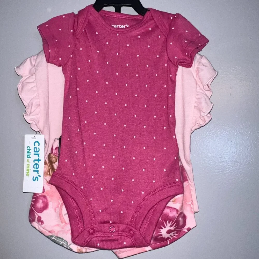 NWT Carter's Baby Girl Shorts Outfit Set, 3-Piece Size 0-3 Months